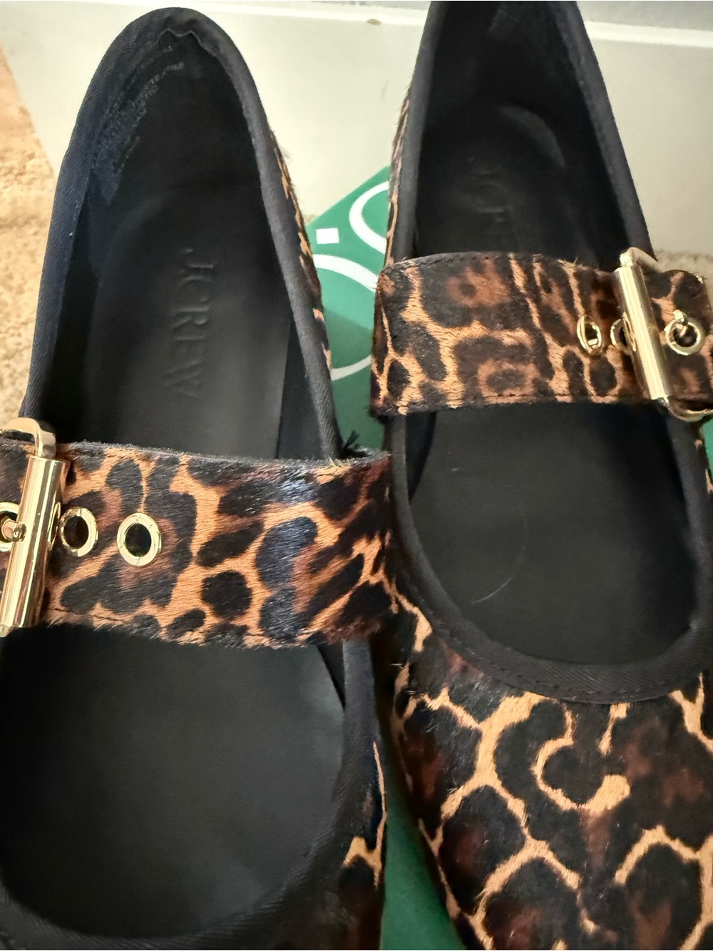 J. Crew Leopard-Print Mary Jane Flats with Gold Buckles - Picture 2 of 5